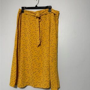 Mustard Polka Dot A-Line Skirt